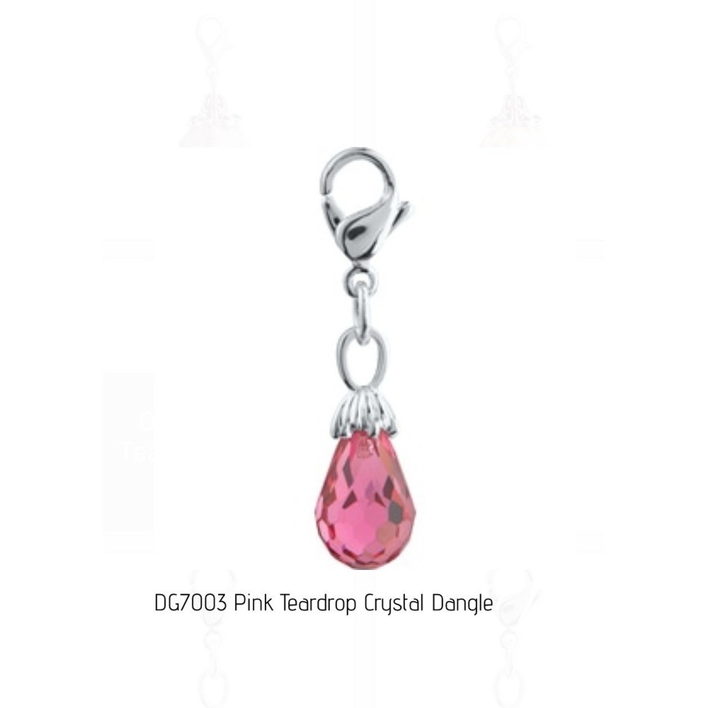 Authentic Origami Owl Pink‎ Teardrop Faceted Crystal Dangle - NEW